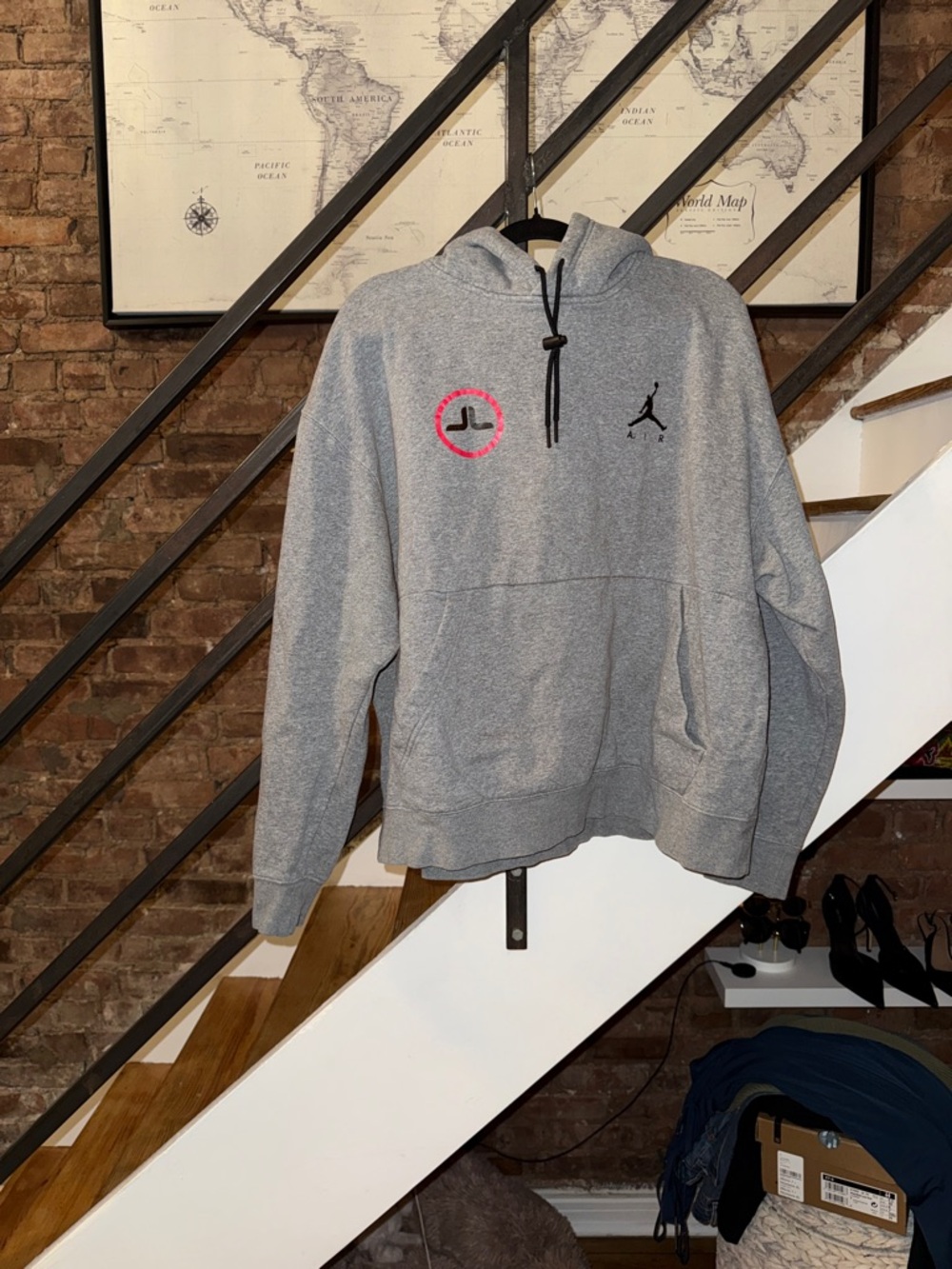 Jordan Gray Zip-Up Hooded Sweatshirt with Black Jumpman